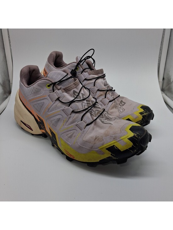 Salomon Shoes - Salomon Speedcross 6 Womens Size 8 Gray Yellow Trail Running Shoes Quicklace